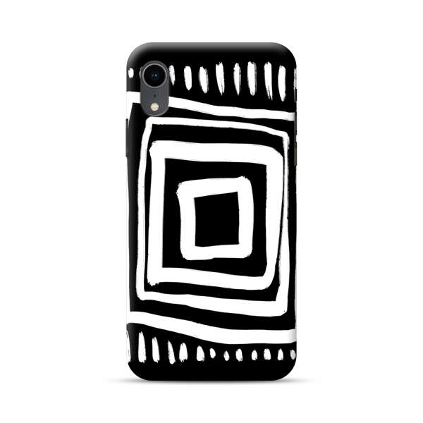 Minimalist Geometric Black and White Design iPhone XR Hard Case