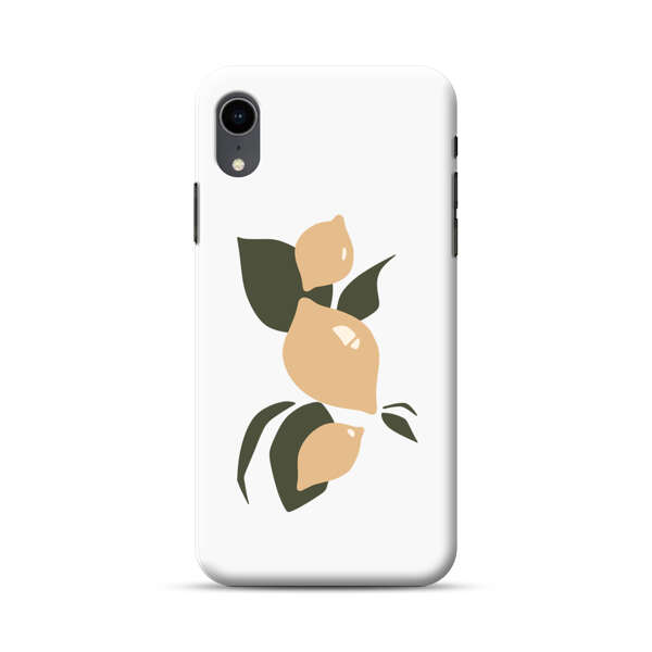 Minimalistic Beige Lemons with Green Leaves iPhone XR Hard Case