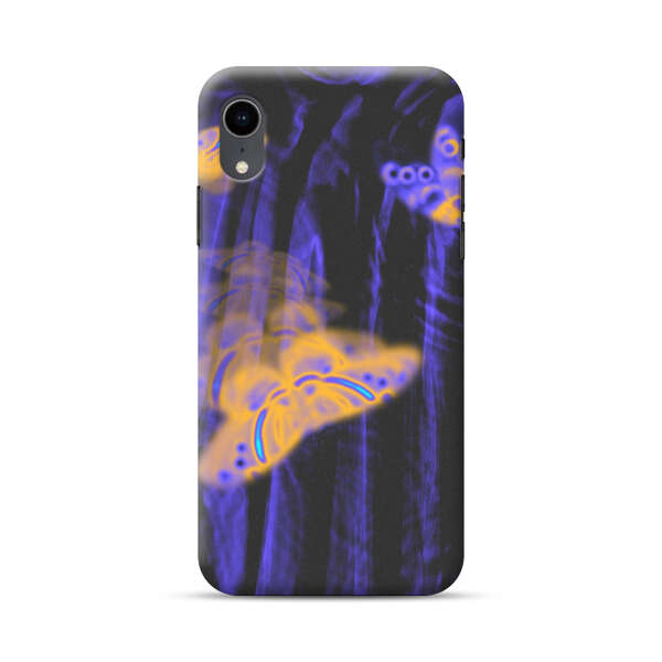 Neon Glowing Butterflies iPhone XR Hard Case