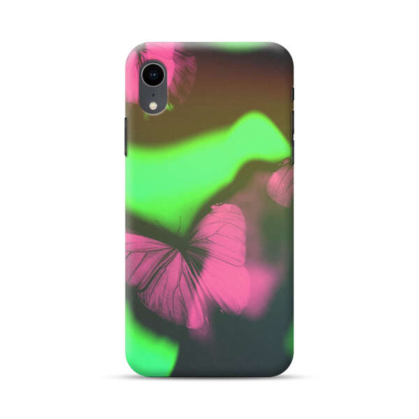 Pink Butterflies Green Background iPhone XR Hard Case