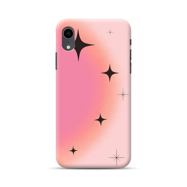 Pink Peach Gradient with Black Stars iPhone XR Hard Case
