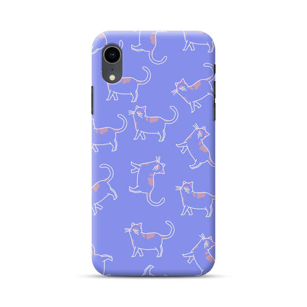 Playful Cartoon Cats on Purple Background iPhone XR Hard Case
