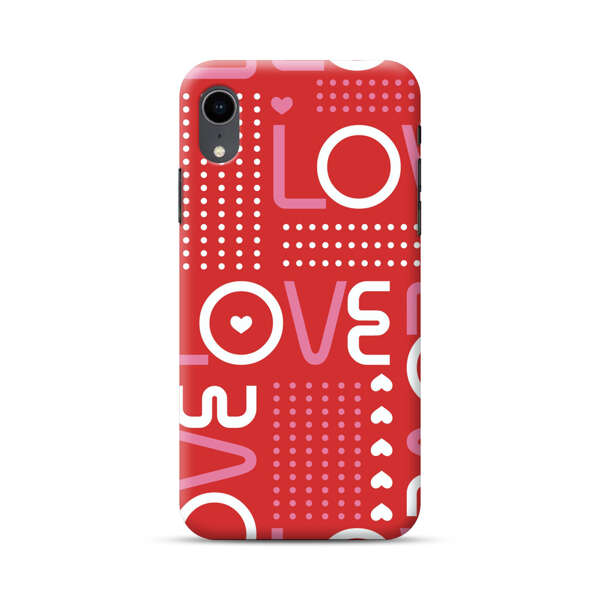 Red Love Typography Pattern iPhone XR Hard Case