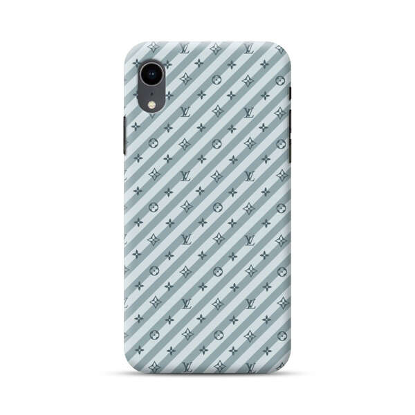 Stylish Blue Diagonal Striped Luxury Logo Pattern iPhone XR Hard Case