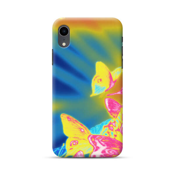 Vibrant Colorful Neon Butterflies Abstract iPhone XR Hard Case