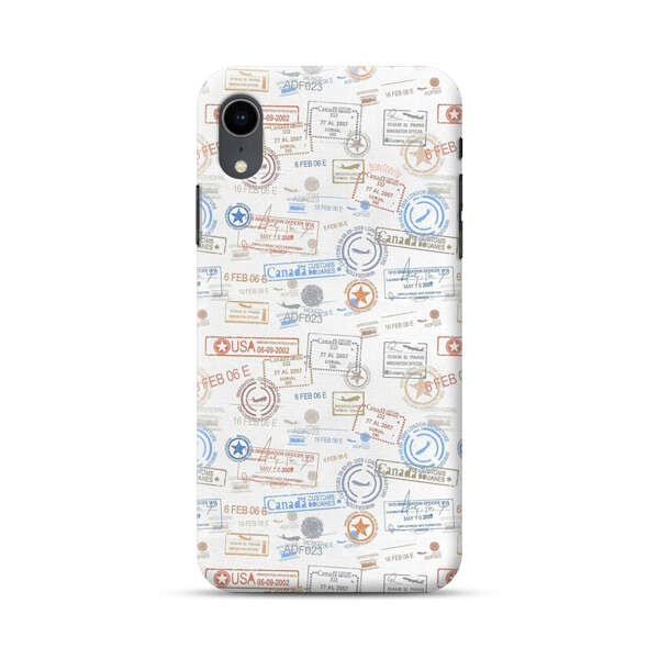 Vintage Passport Stamps Pattern iPhone XR Hard Case