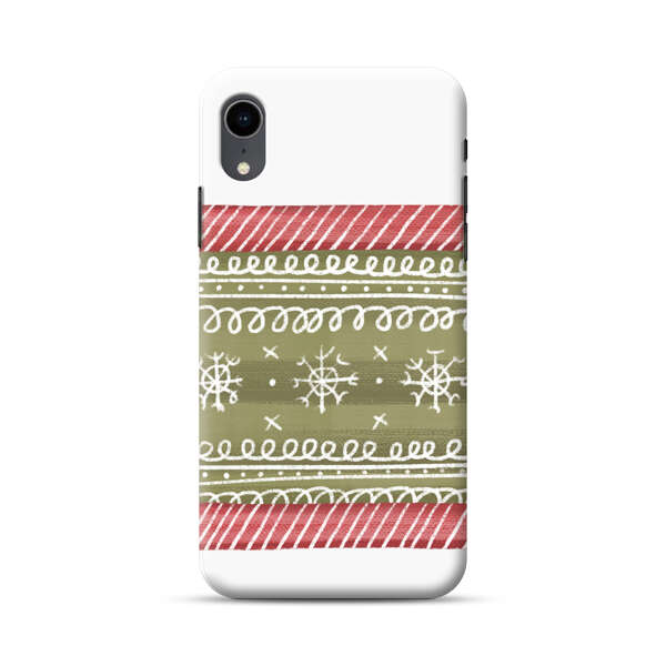 Winter Pattern with Snowflakes and Red Stripes iPhone XR Hard Case