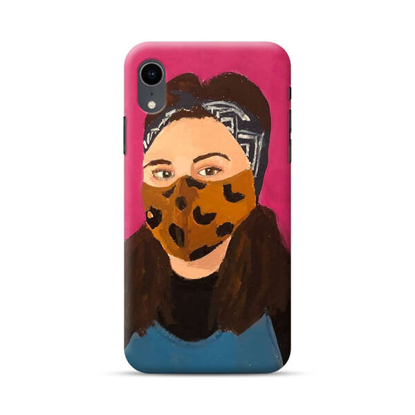 Woman Leopard Print Face Mask iPhone XR Hard Case