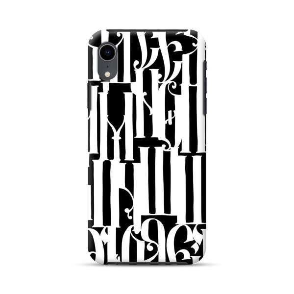 Abstract Black and White Pattern with Ornamental Letters iPhone XR Impact Case