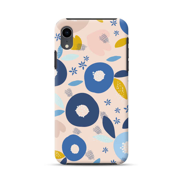 Abstract Floral Pattern with Blue, Pink and Mustard Flowers iPhone XR Impact Case