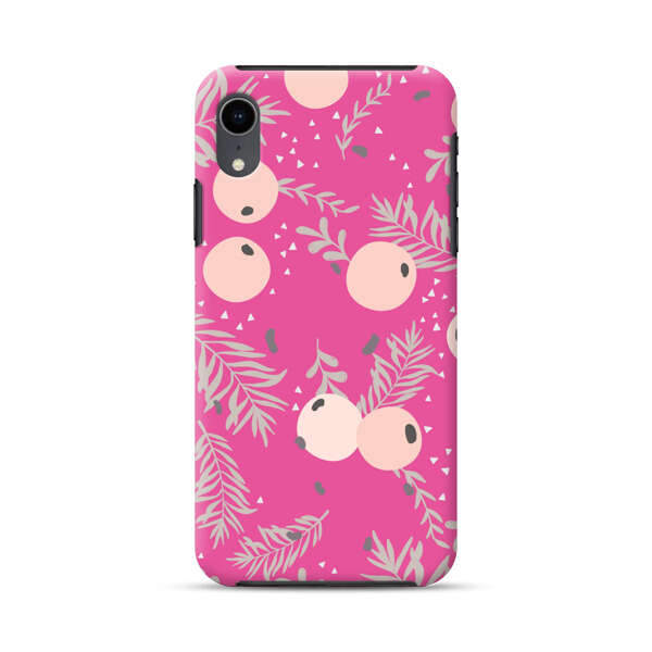 Berries Floral Pattern Pink Background iPhone XR Impact Case