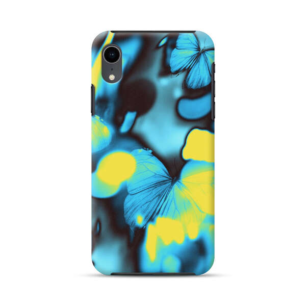 Blue Butterflies Glowing Abstract Background iPhone XR Impact Case
