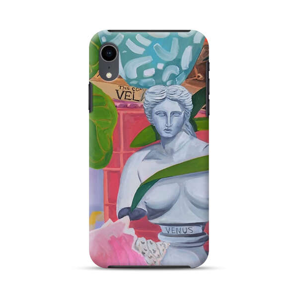 Classical Venus Bust with Green Leaves and Vibrant Vases iPhone XR Impact Case
