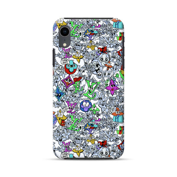 Colorful Cartoon Graffiti Pattern iPhone XR Impact Case