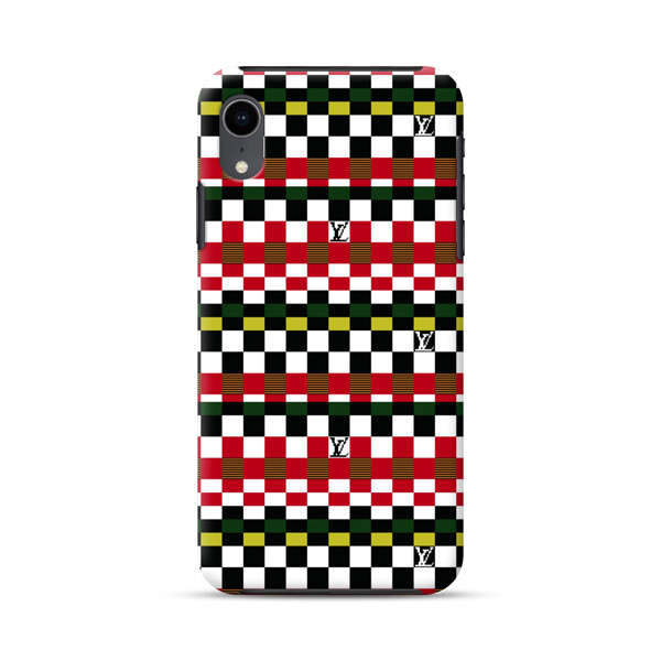 Colorful Checkerboard Stripes Pattern iPhone XR Impact Case