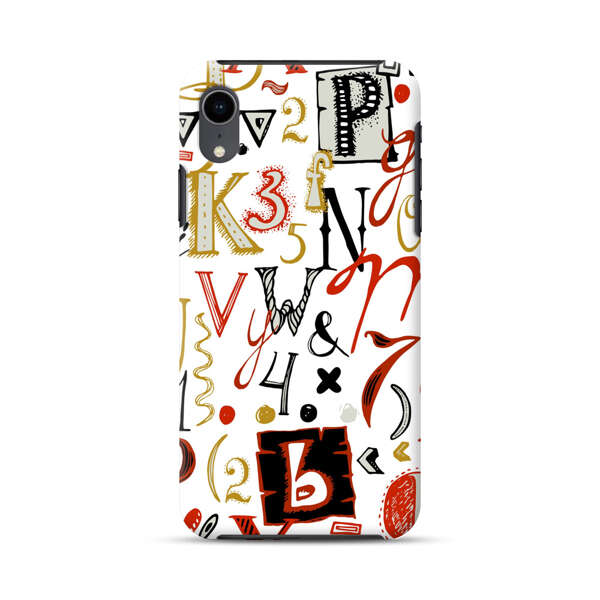 Colorful Hand Drawn Letters and Numbers Pattern iPhone XR Impact Case