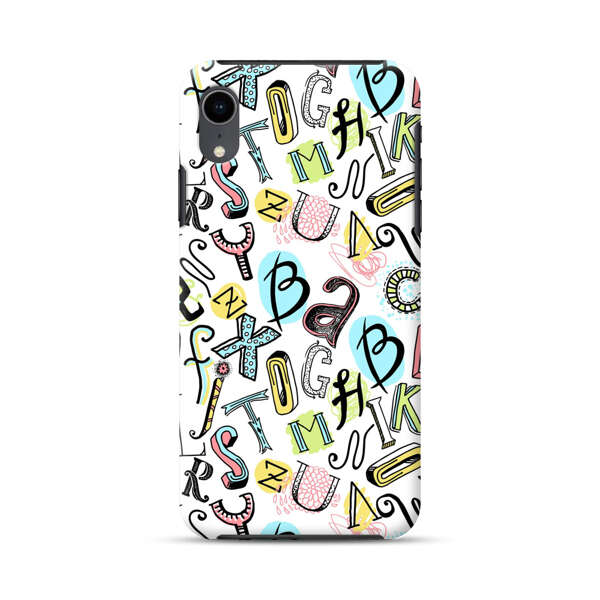 Colorful Scattered Alphabet Letters Pattern iPhone XR Impact Case