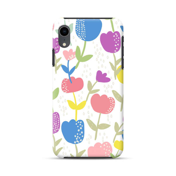 Colorful Tulip Floral Pattern iPhone XR Impact Case