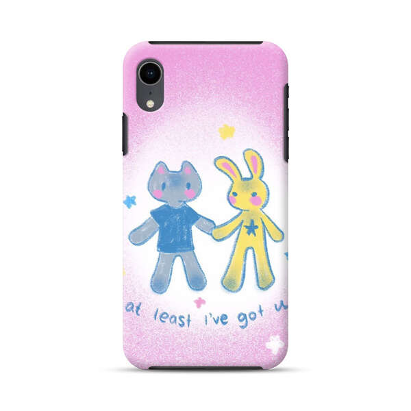 Cute Cat and Rabbit Holding Hands iPhone XR Impact Case