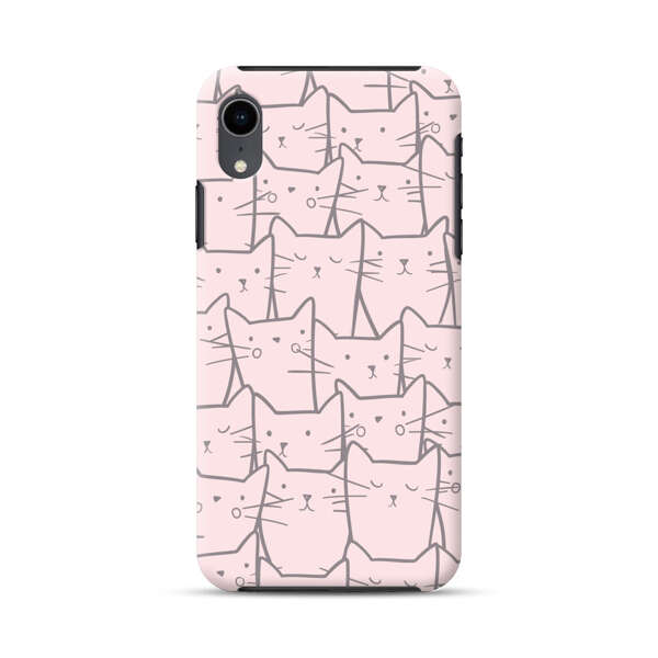 Cute Hand Drawn Cat Pattern iPhone XR Impact Case