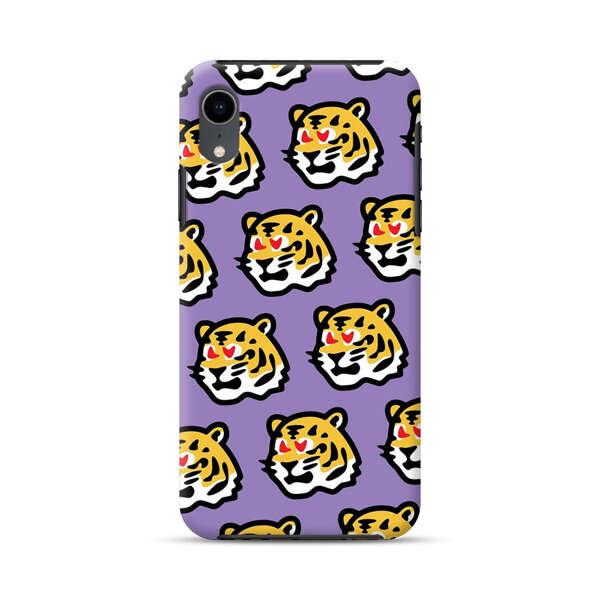 Cute Tiger with Heart Eyes Pattern iPhone XR Impact Case