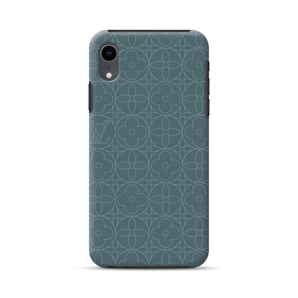 Elegant Blue Geometric Floral Pattern iPhone XR Impact Case
