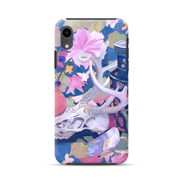 Floral Ornate Vases with Antlers Skull and Crystal iPhone XR Impact Case