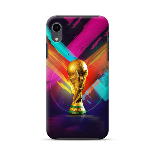 Golden Soccer Trophy with Colorful Abstract Background iPhone XR Impact Case