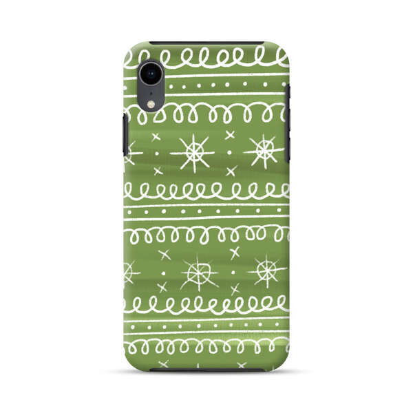 Green White Stars Loop Pattern iPhone XR Impact Case