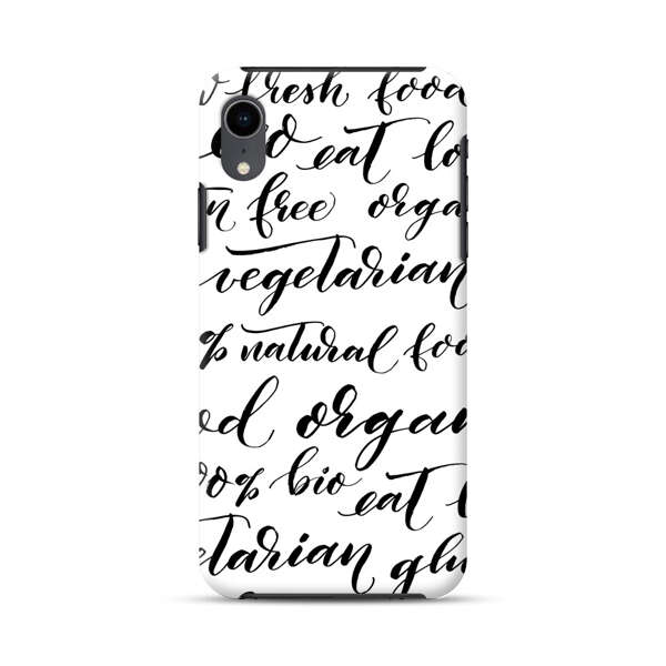 Healthy Food Lifestyle Calligraphy Pattern iPhone XR Impact Case