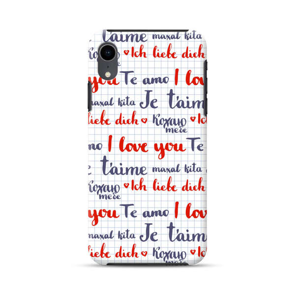 Love Message Multilingual Pattern iPhone XR Impact Case
