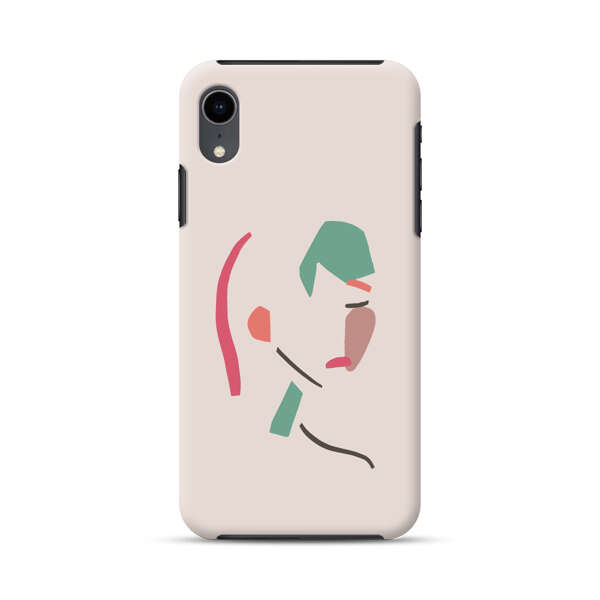 Minimalist Abstract Line Art Woman Face iPhone XR Impact Case