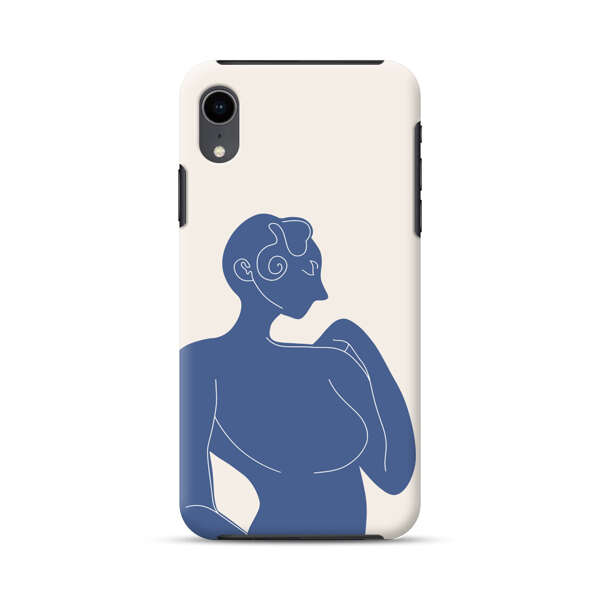Minimalistic Abstract Female Silhouette Blue iPhone XR Impact Case