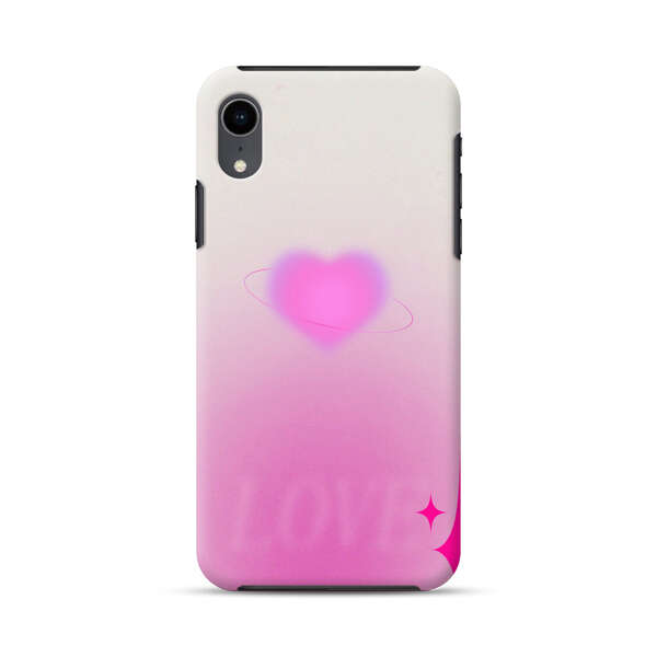Pink Glowing Heart Love Sparkle iPhone XR Impact Case