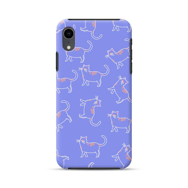 Playful Cartoon Cats on Purple Background iPhone XR Impact Case