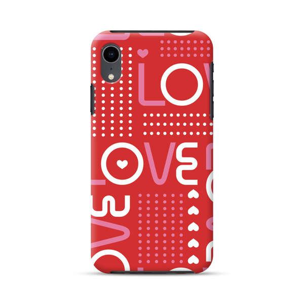 Red Love Typography Pattern iPhone XR Impact Case