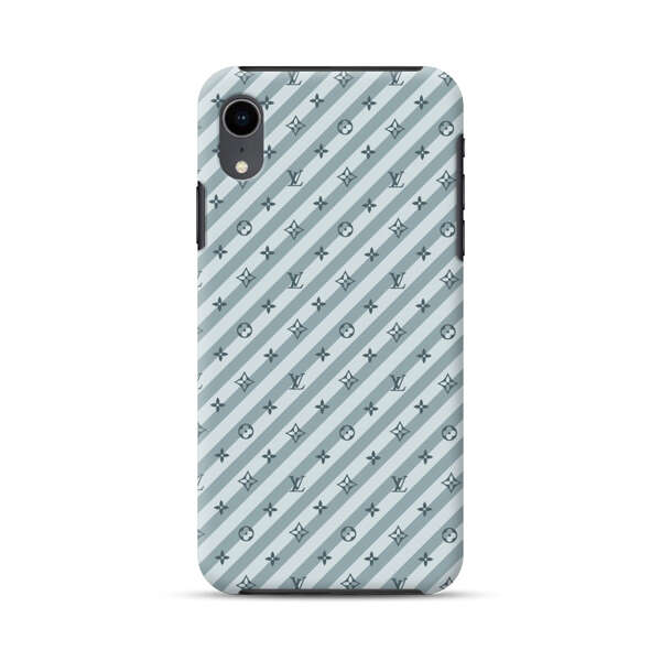 Stylish Blue Diagonal Striped Luxury Logo Pattern iPhone XR Impact Case
