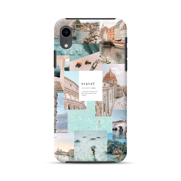 Travel Scenic Collage with Landmarks and Coastline iPhone XR Impact Case