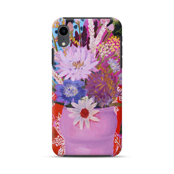 Vibrant Floral Bouquet in Pink Vase iPhone XR Impact Case