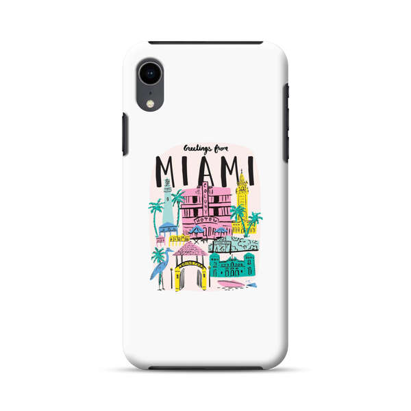 Vibrant Miami Cityscape Illustration iPhone XR Impact Case