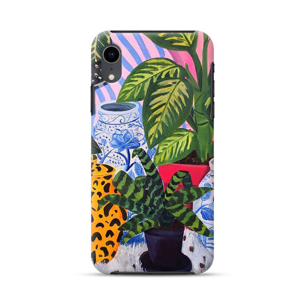 Vibrant Tropical Plants and Decorative Vases iPhone XR Impact Case