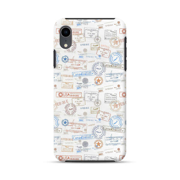 Vintage Passport Stamps Pattern iPhone XR Impact Case