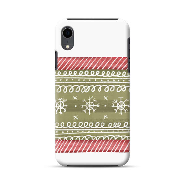 Winter Pattern with Snowflakes and Red Stripes iPhone XR Impact Case