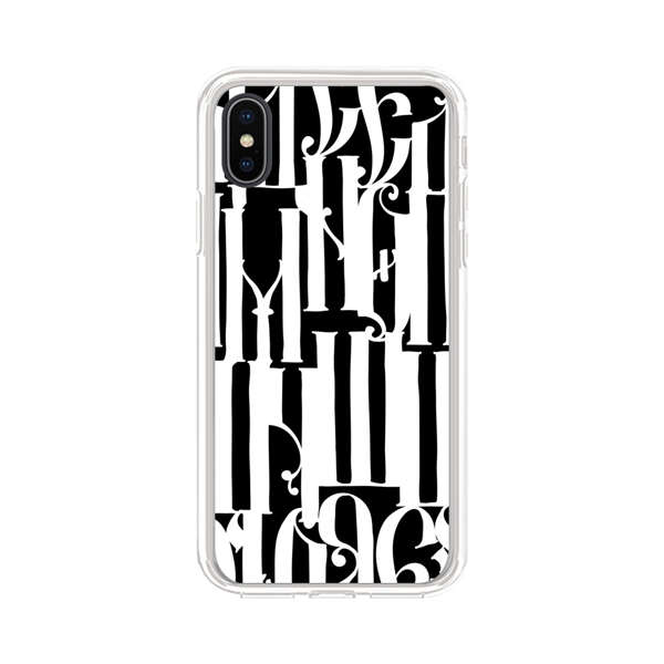 Abstract Black and White Pattern with Ornamental Letters iPhone XS Max Case