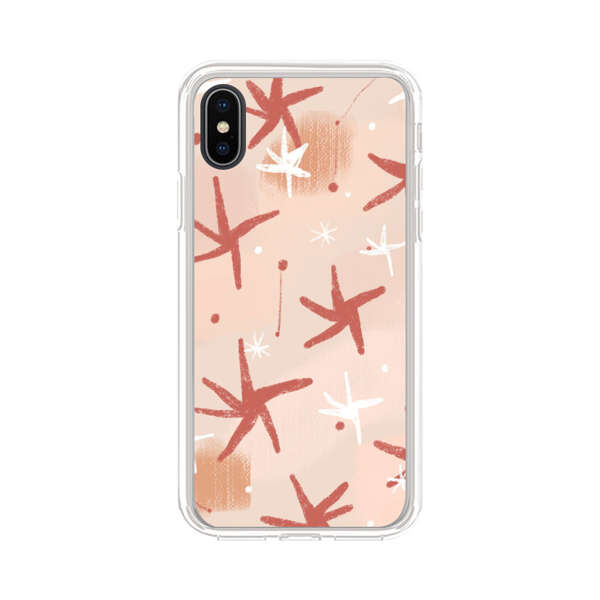 Abstract Star Pattern Red and White on Beige Background iPhone XS Max Case
