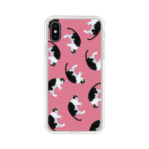 Black and White Cats Pattern on Pink Background iPhone XS Max Case