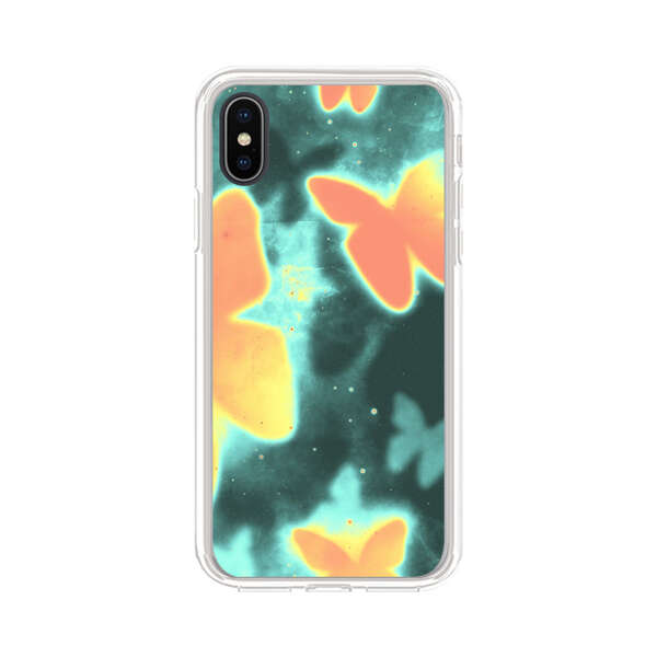 Bright Glowing Orange Butterflies Blue Background iPhone XS Max Case
