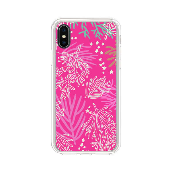 Bright Pink Tropical Leaf Pattern iPhone XS Max Case