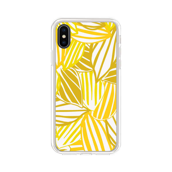 Bright Yellow Striped Tropical Leaves Pattern iPhone XS Max Case