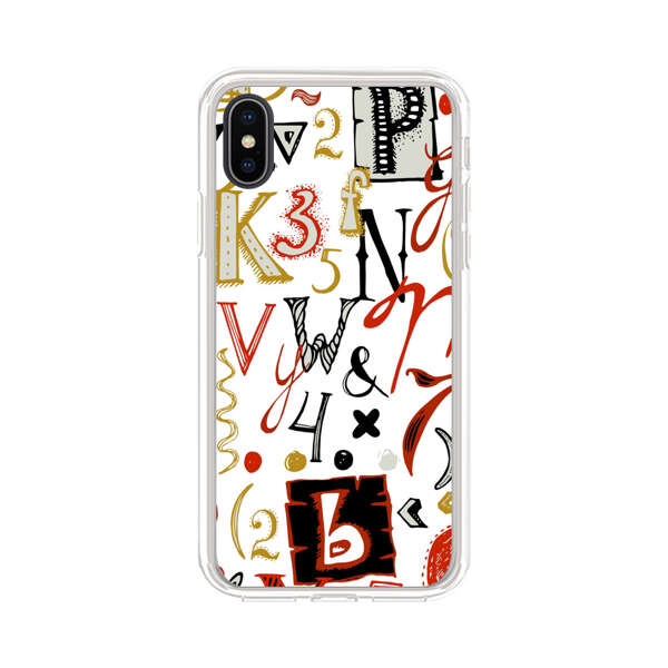 Colorful Hand Drawn Letters and Numbers Pattern iPhone XS Max Case